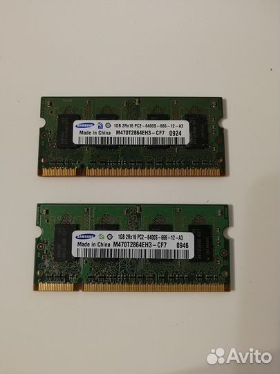 Опер. память samsung 1GB 2Rx16 PC2-6400S-666-12-A3