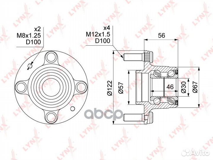 Ступица колеса зад прав/лев WH1202 lynxauto