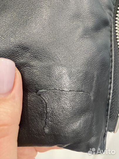 Женский Пуховик кожаный с мехом Каляев 48р