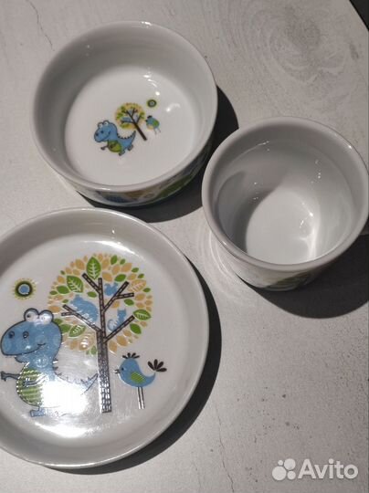 Комплект детской посуды Динозаврики от 1 года