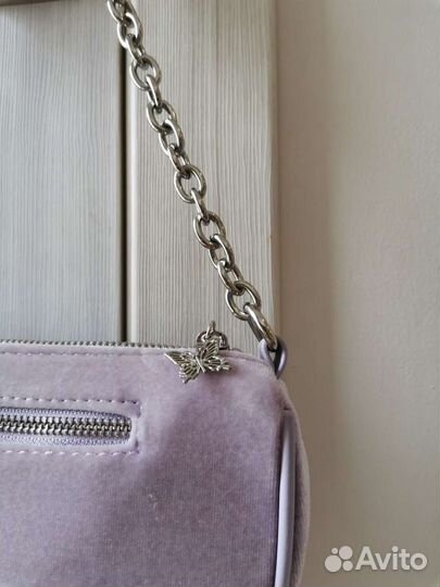 Фиолетовая сумка багет bershka