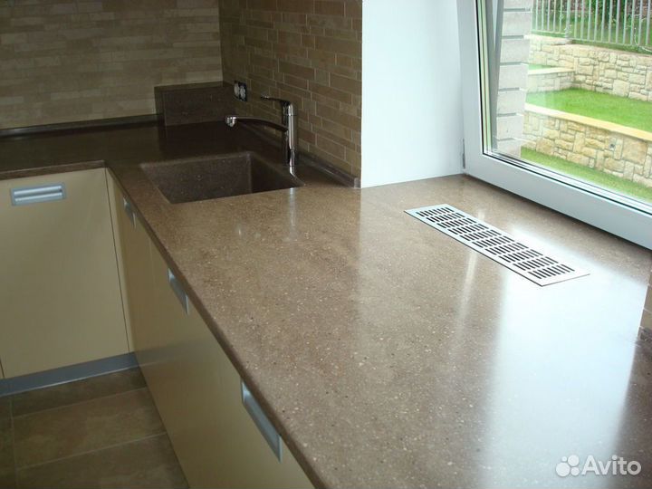 Подоконник из искусственного камня с замером