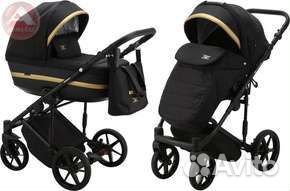 Коляска модульная 2в1 Adamex Rimini, чёрный