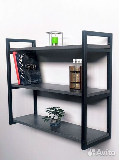 Полка настенная в стиле лофт с 3 полками