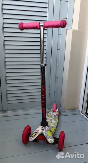 Самокат детский трехколесный со светящ. колесами
