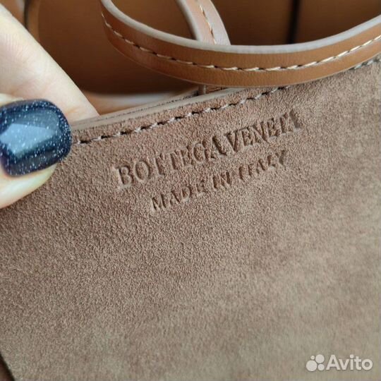 Сумка Bottega Veneta tote плетёная замша коричн