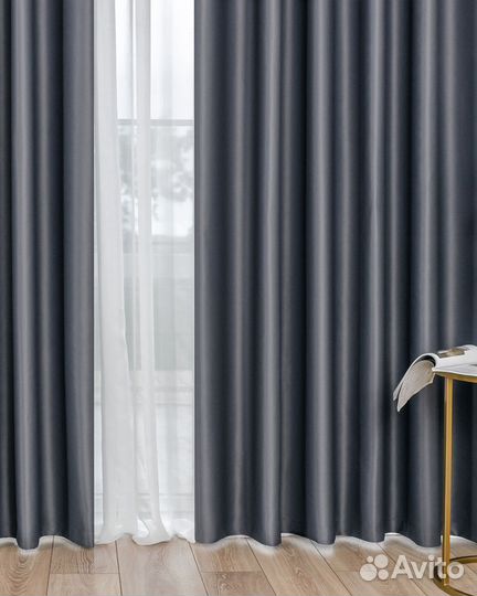 Комплект портьер блэкаут Марсель Серый шторы