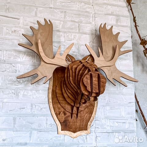 Голова лося из дерева