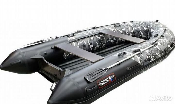 Лодка пвх Хантер 350 про Серый