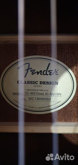 Гитара акустическая fender cd-60s all mahogany