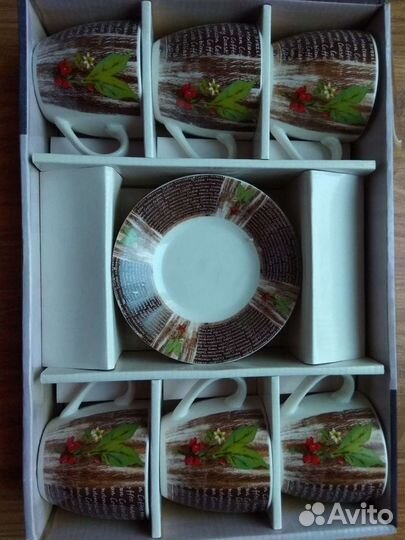 Кофейный набор новый из керамики на 6 персон