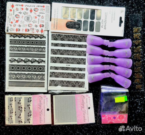 Наклейки для ногтей, клипсы для снятия гель-лака