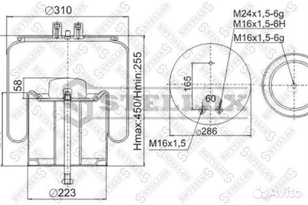 Пневмопод. со стак. 1шп.d12 1шп.M16 1шп-штуц.M16/M