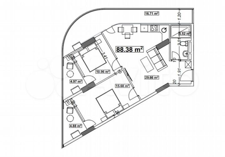 2-к. квартира, 88 м² (Грузия)