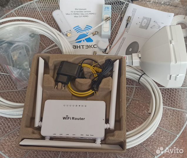 Комплект 4G 21 дб: антенна, модем, роутер, кабель