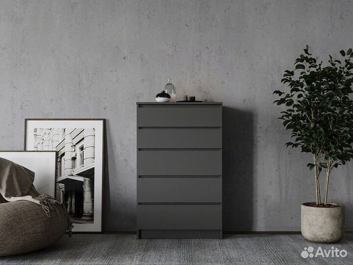 Комод 5 ящиков, графит