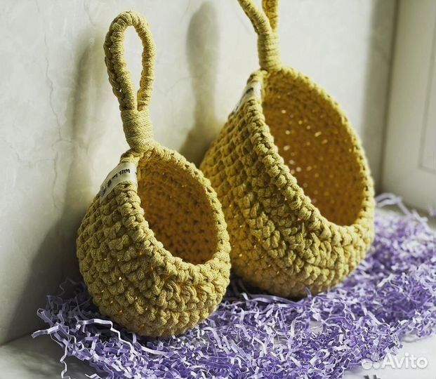 Корзинка из трикотажной пряжи