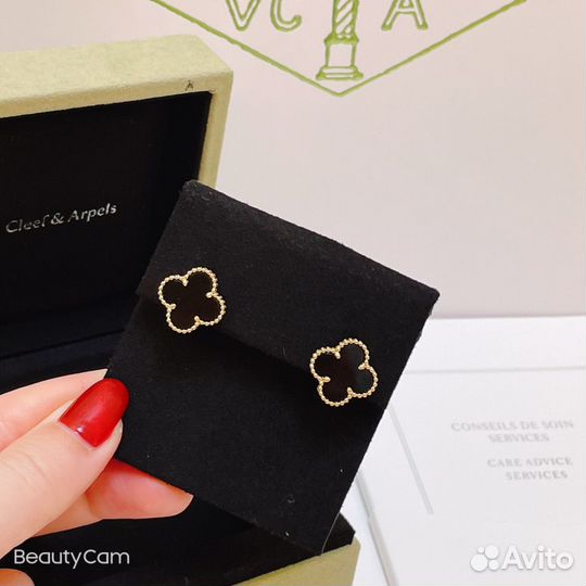 Van cleef серьги из желтого золота 750 пробы и они