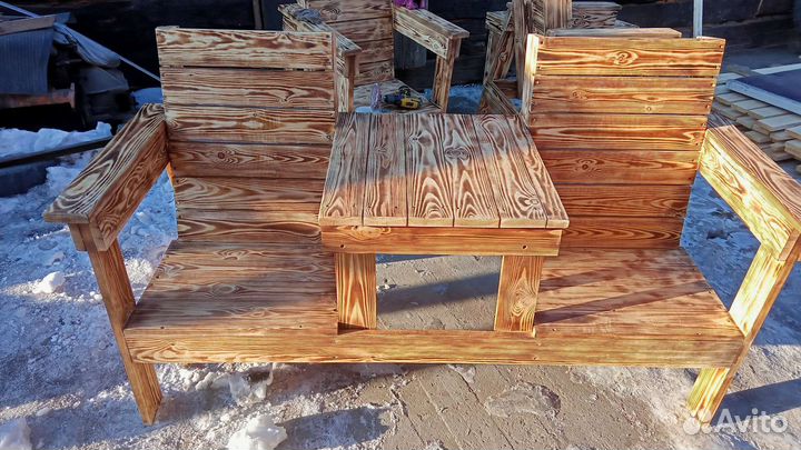 Скамейка садовая со столиком