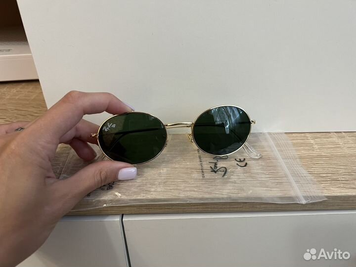 Очки солнцезащитные стекло Ray Ban oval flat green