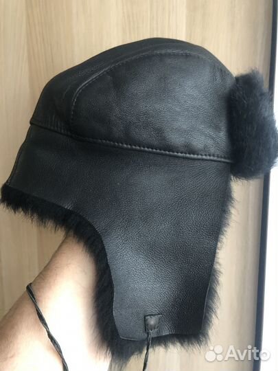 Шапка- ушанка из натуральной кожи и меха