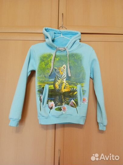 Толстовка детская теплая с капюшоном 122-128