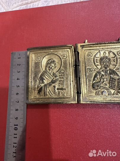 Икона складень Деисус золоченая