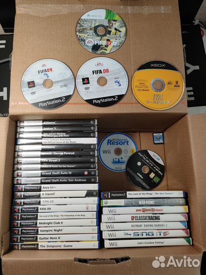 Коробка лицензионных дисков 33шт ps2/wii/xbox