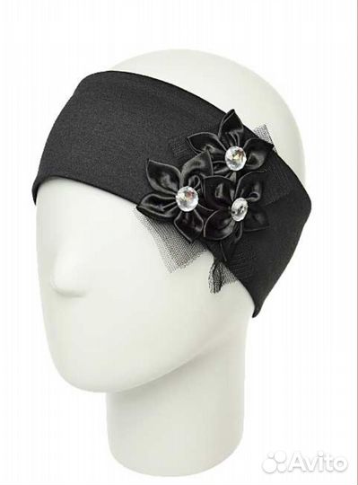 Трикотажная ретро повязка с цветами