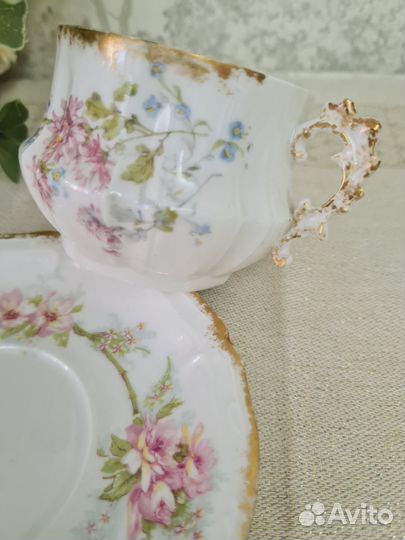 Старинная чашка с блюдцем. Limoges