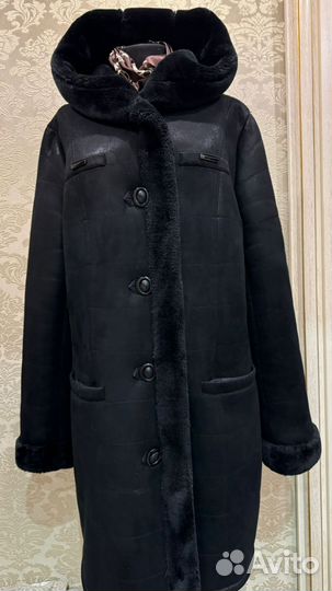 Дубленка женская с капюшоном