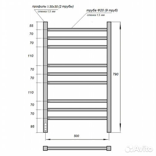 Электрический полотенцесушитель Point 70 PN70758W