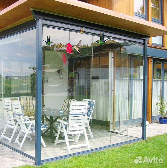 Безрамное остекление беседки