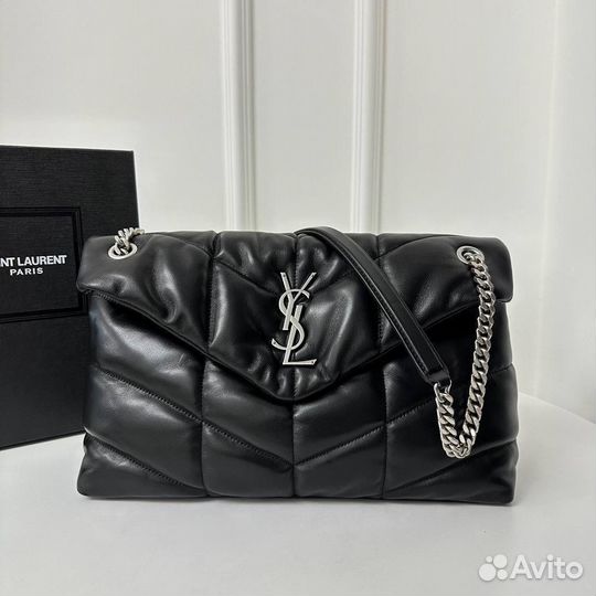 Сумка пуффер Saint Laurent YSL большая серебро