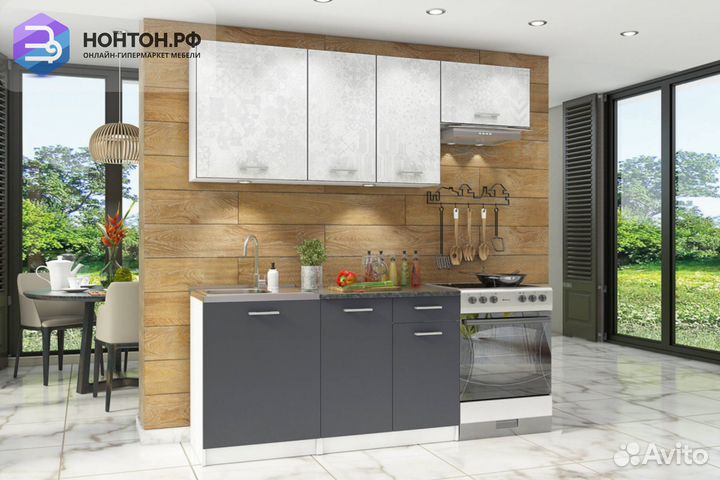 Кухня Бланка белая / спринт / антрацит