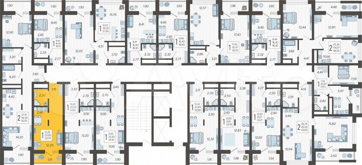 Квартира-студия, 22,8 м², 9/19 эт.