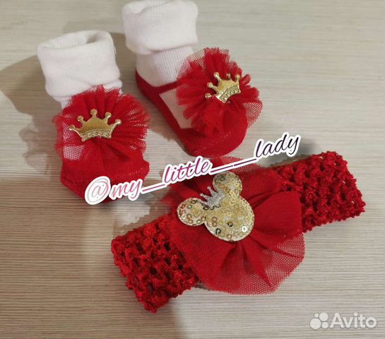 Комплектик для малышки пинеточки и повязочка новые