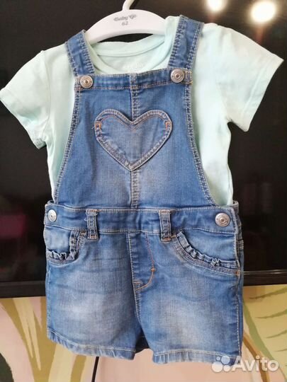 Джинсовый комбинезон для девочки 74 80