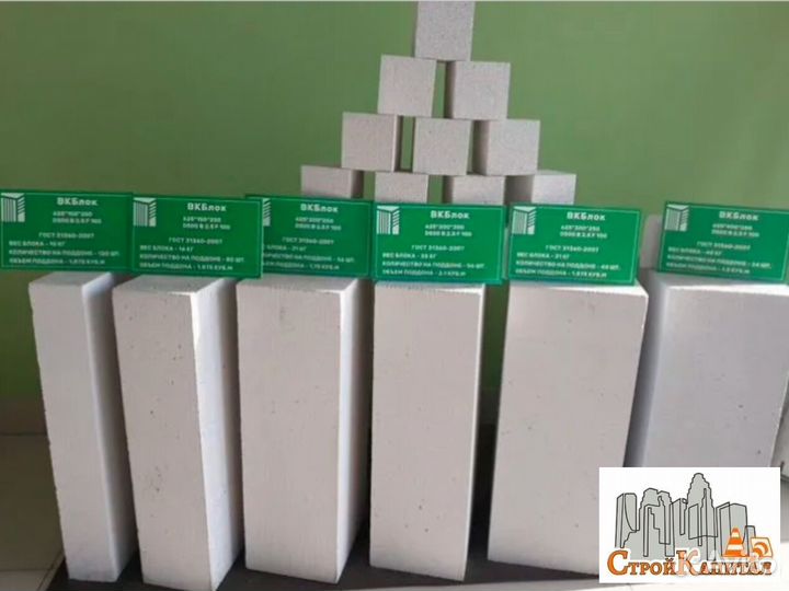 Вкблок D400, D600 Газобетонные блоки (пеноблоки)