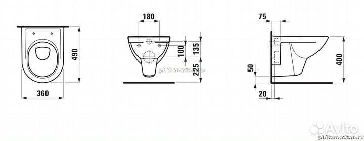 Laufen Pro 8.2095.2.000.000.1 Унитаз подвесной компакт