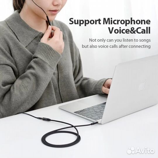 3.5mm Jack AUX удлинитель / 4 pin / + микрофон