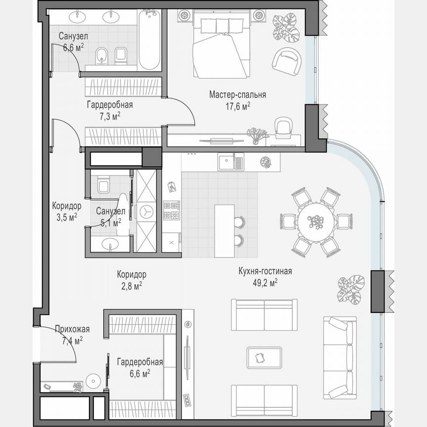 1-к. квартира, 221,8 м², 6/14 эт.
