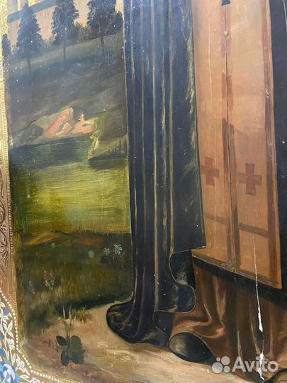 Икона Распятие и Серафим Саровский