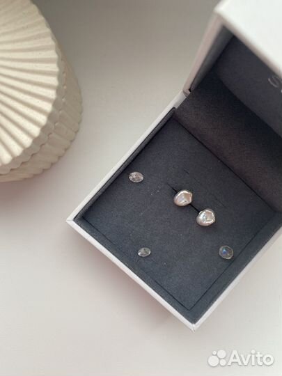 Серьги серебро с натуральным жемчугом