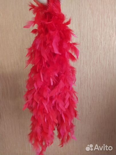 Боа из перьев красное 111см, 2 шт