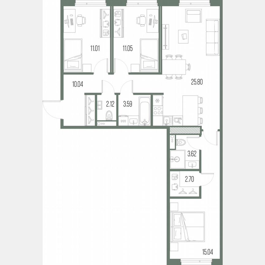 3-к. квартира, 85 м², 5/10 эт.