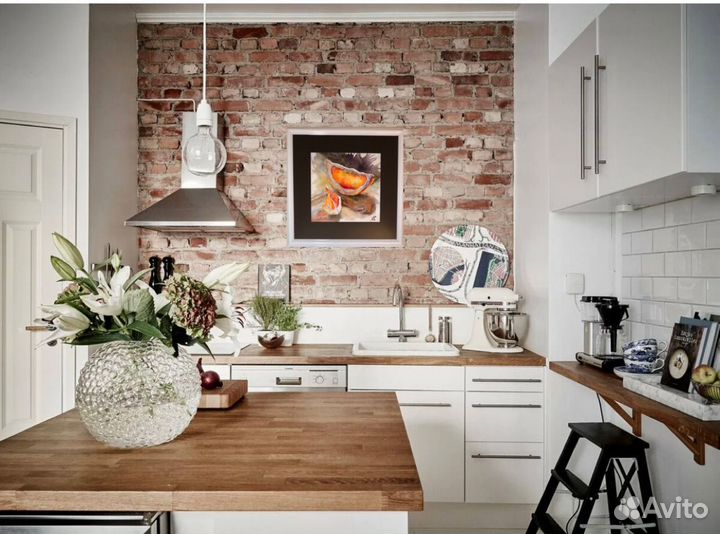 Картина акварель «Апельсин» рама с паспарту 40*40