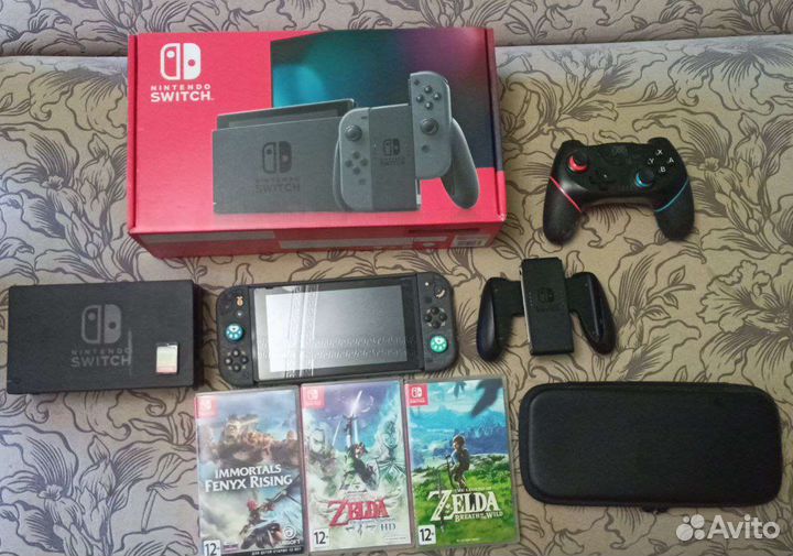 Nintendo switch rev 2 + 4 игры