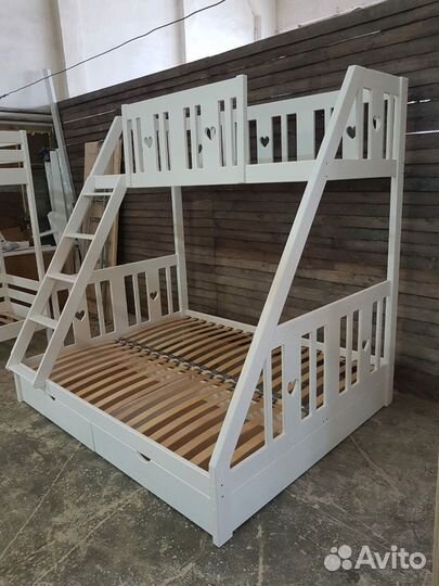 Двухъярусная кровать для детей и взрослых с ящикам