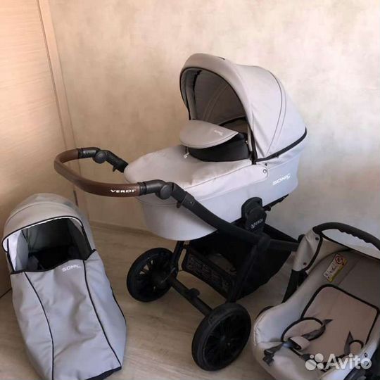 Детская коляска 3 в 1 эко кожа